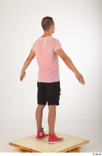  Colin black shorts clothing pink t shirt red shoes standing whole body 0014.jpg